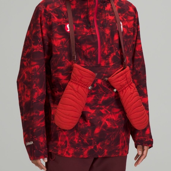 Lululemon Team Canada Quilted Mittens on String Red NEW WITH TAGS L/XL - Picture 5 of 11